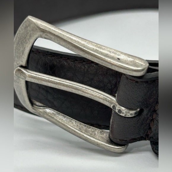 Mens Columbia Dark Brown Leather Belt Silver Fish Embellishments Size 36 - Picture 6 of 10